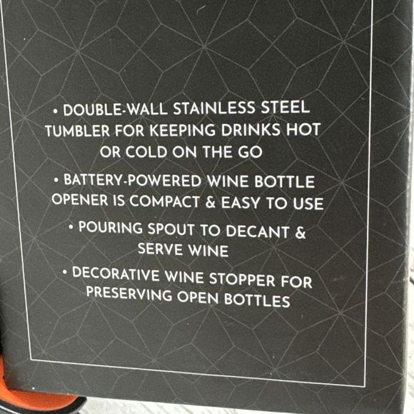 After 5 5 Pc Wine Set  w/ Tumbler, Electric Opener, Cutter, Pourer & Stopper NIB - Picture 8 of 10